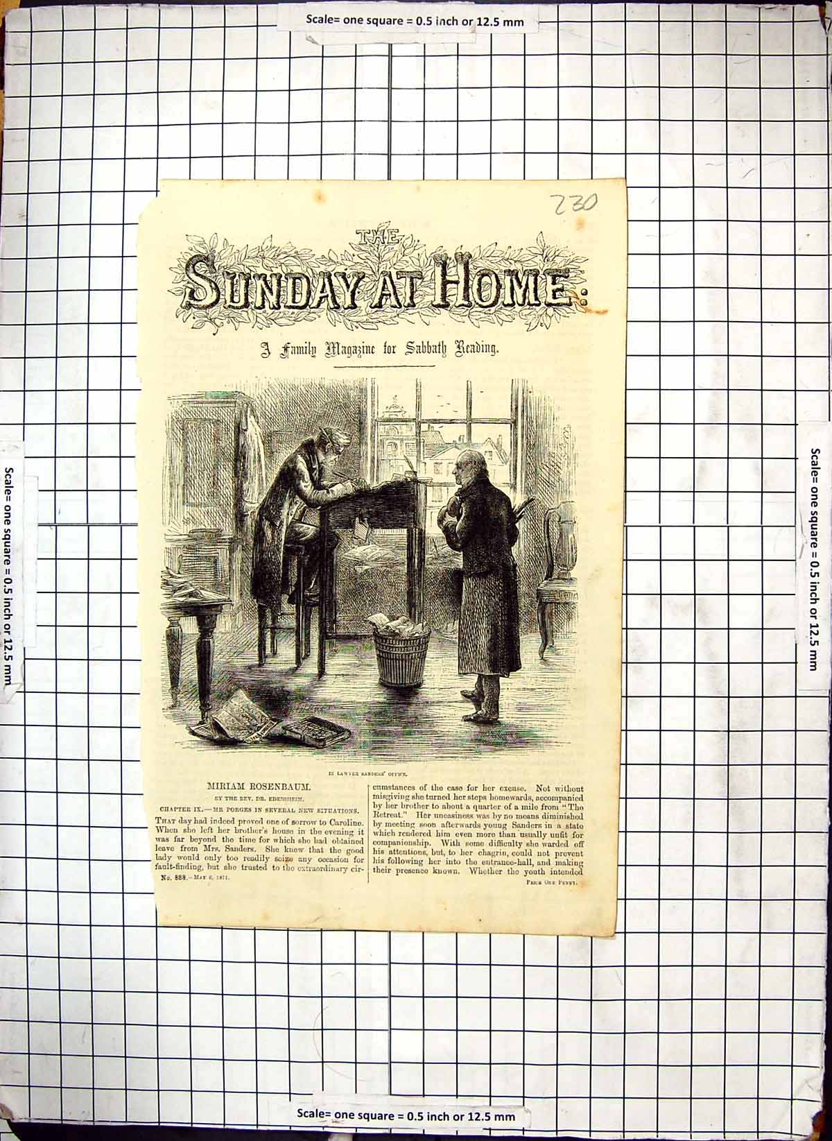 Original Old Antique Print Scene Lawyer Sanders Office Men