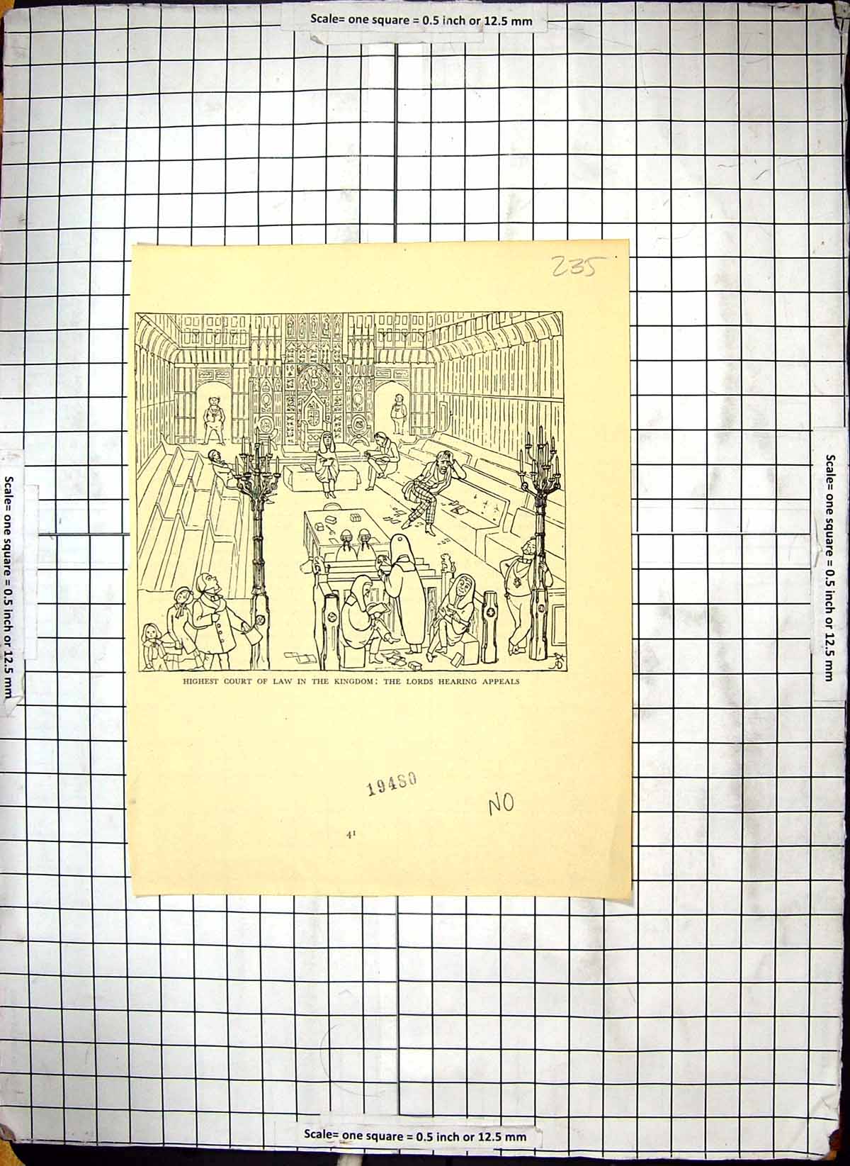 Original Old Antique Print Court Law Scene Lords Hearing Appeals London 1849