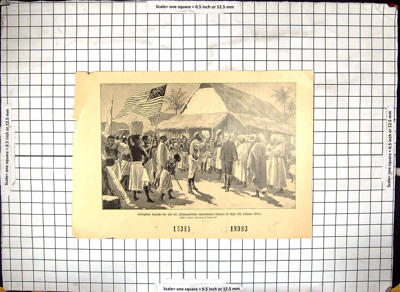 Antique Old Print Africa Scene Doctor Livingstone Stanley Natives Home 1871
