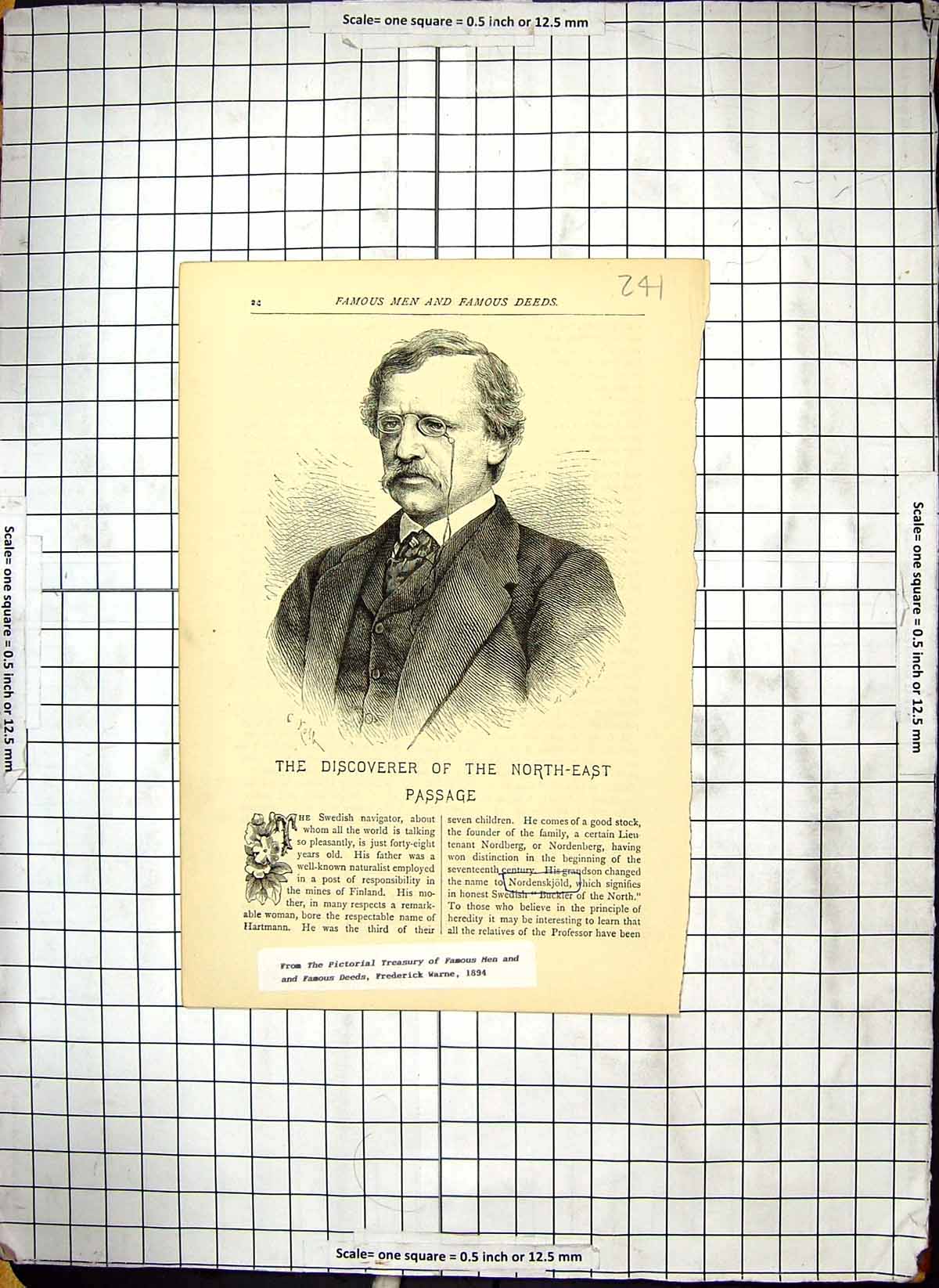 Antique Old Print Discoverer North-East Passage NordenskjSwedish Navigator