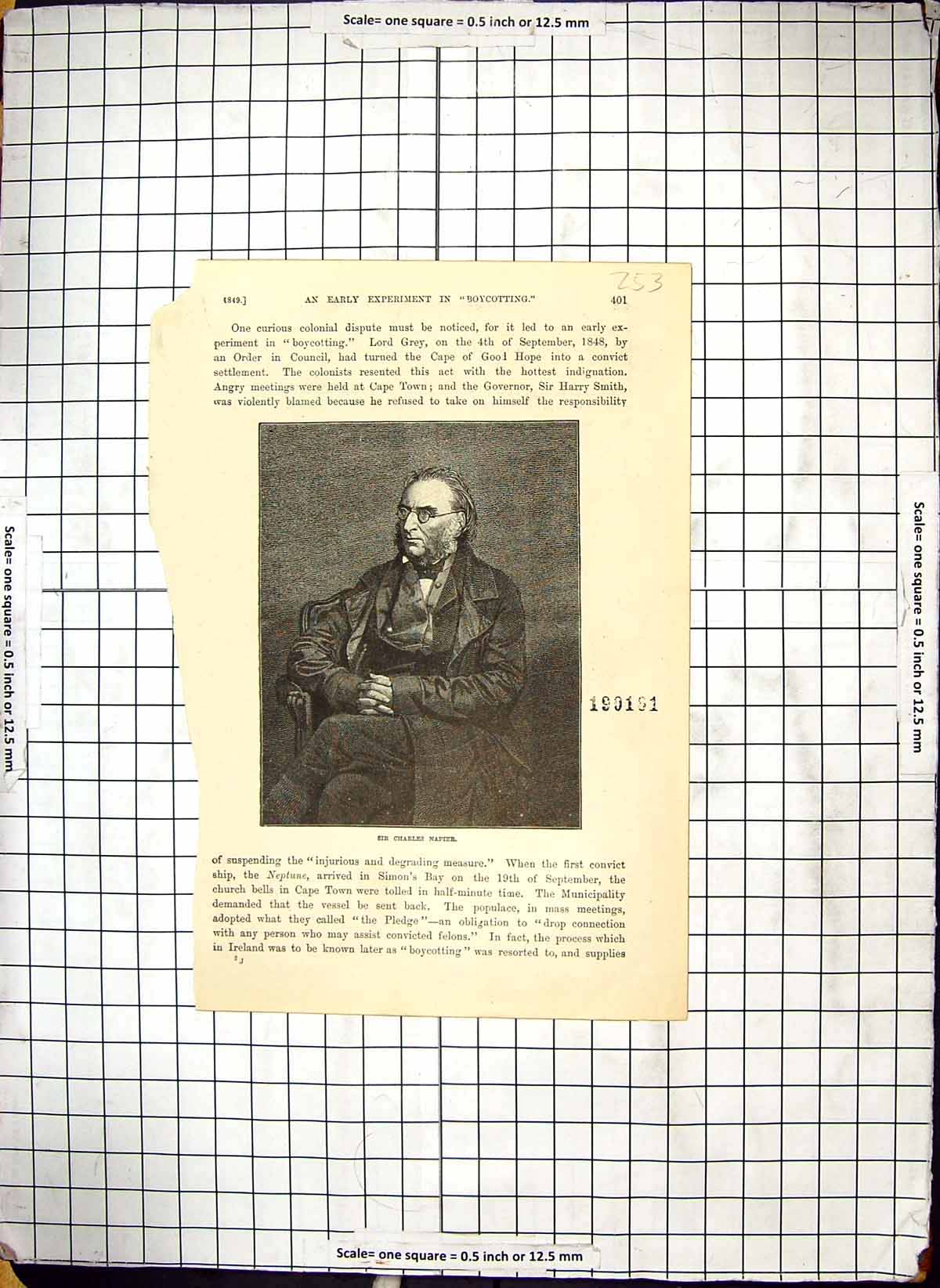 Original Old Antique Print Portrait Mr Charles Napier Harry Smith