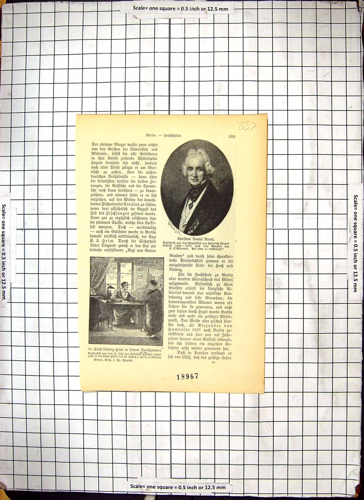 Original Old Antique Print Portrait Christian Daniel Rauch Ludwig Study Humbt