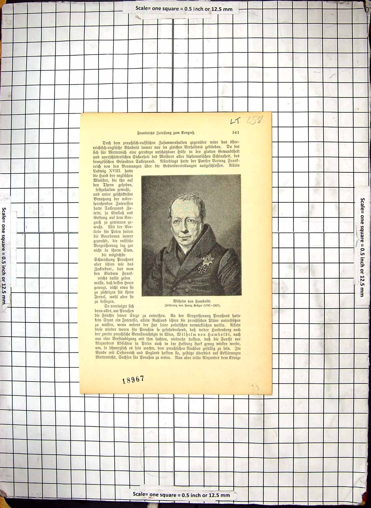 Original Old Antique Print Portrait Wilhelm Von Humbt