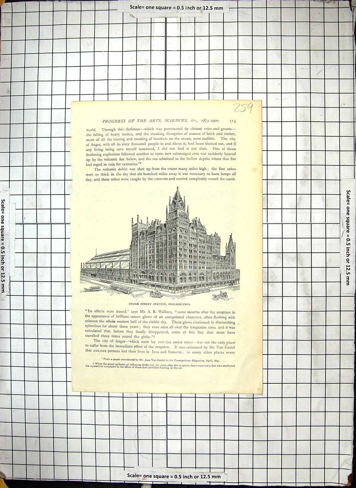 Old Print Broad Street Station Philadelphia America Building Architecture