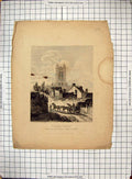 Original Old Antique Print Architecture Canterbury Cathedral Augustines Abbey