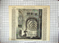 Original Old Antique Print 1856 Interior St. Albans Abbey Choir High Altar 19th