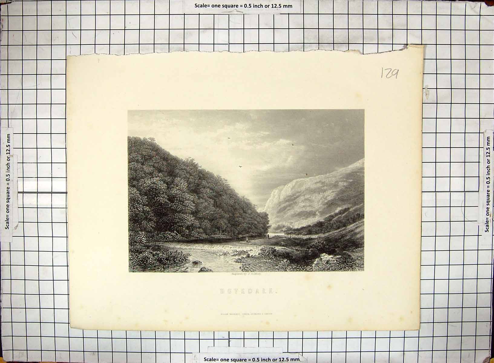 Old Antique Print View Mountains Dovedale River Fishing Godfrey Engraving