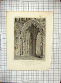 Antique Print 1820 Lichfield Cathedral Church Door Mackenzie Keux Engraving