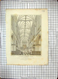 Antique Old Print 1820 Lichfield Cathedral Church Choir Mackenzie Cleghorn 19th