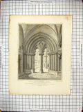 Antique Print 1819 Lichfield Cathedral Church Chapter House Mackenzie Keux 19th