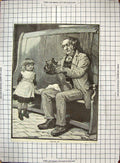 Original Old Antique Print Music Instrument Man Violin Tuning Up Young Girl