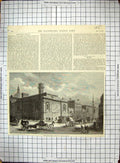 Original Old Antique Print 1888 Exterior Newgate Prison Architecture Building