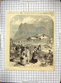 Antique Old Print 1872 Scene Landslip Savoy Mouth Mont Cenis Tunnel Mountains