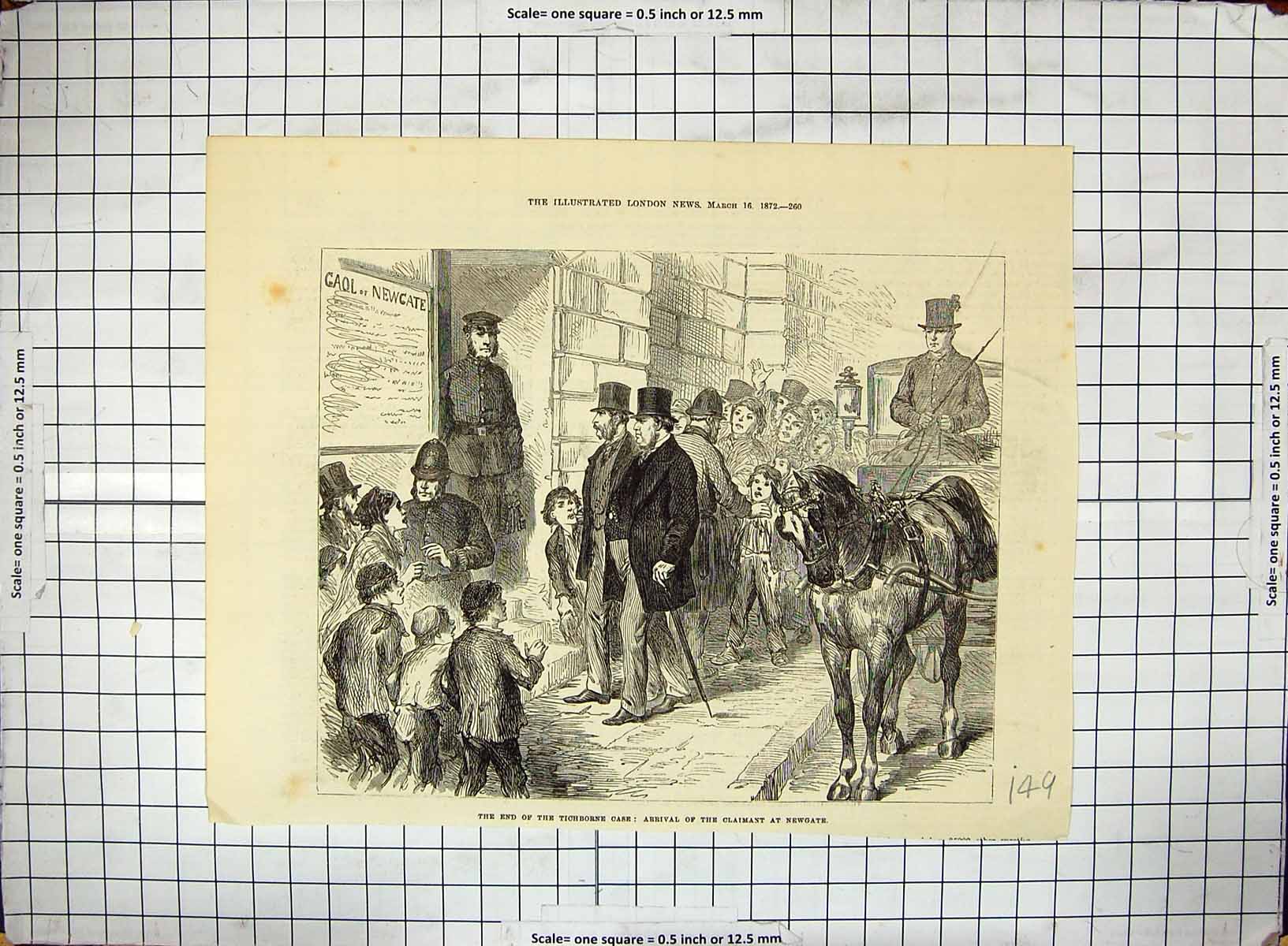 Old Antique Print 1872 Tichborne Case Court Room Scene Claimant Newgate 19th