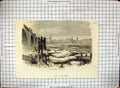 Original Old Antique Print 1870 Ice River Thames London Bridge Winter Scene