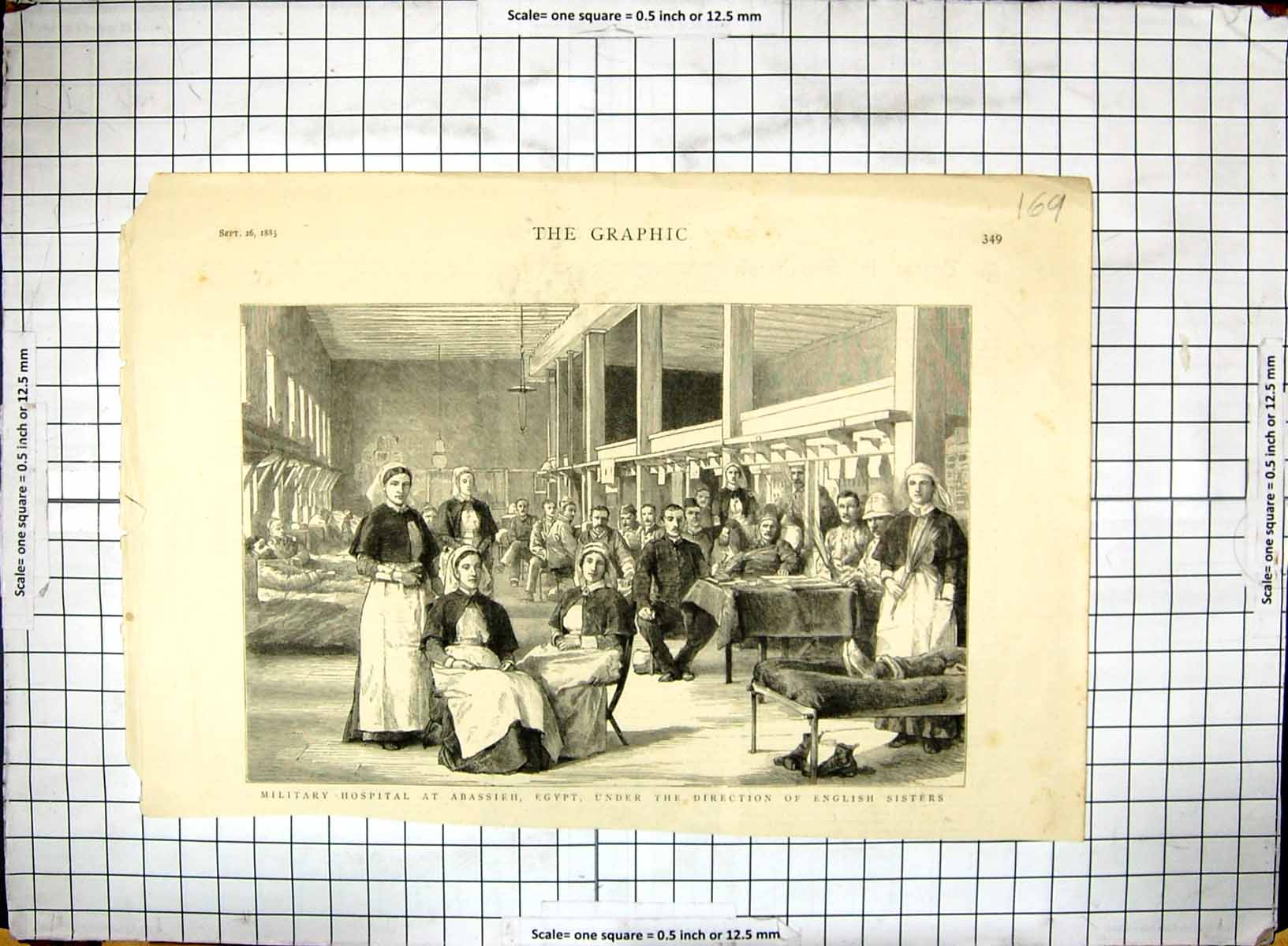 Antique Old Print 1885 Military Hospital Abassieh Egypt English Nurses War 19th