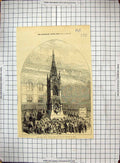 Original Old Antique Print 1872 Lord Mayor Opening Drinking Fountain Bow 19th