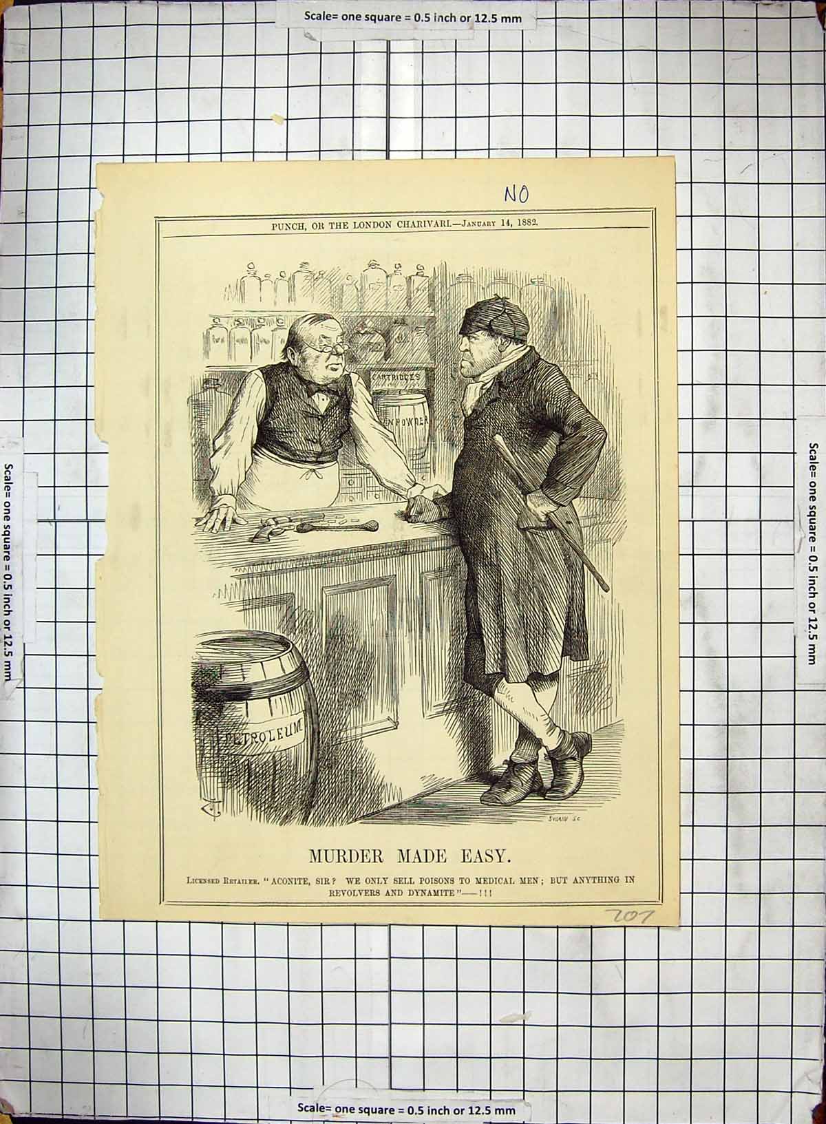 Old Antique Print 1882 Shop Scene Licensed Retailer Petroleum Gunpowder 19th