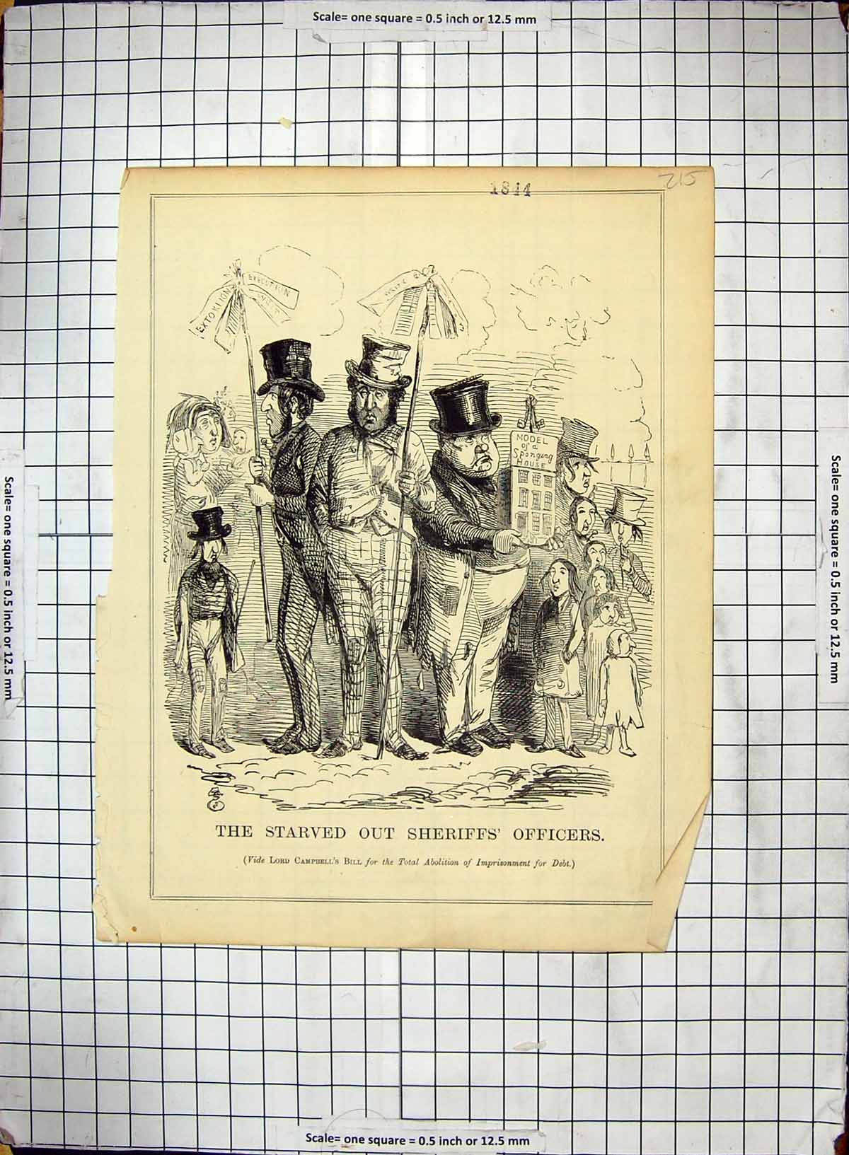 Old Print Lord Campbell Bill Abolition Sherrif Officers Imprisonment Debt