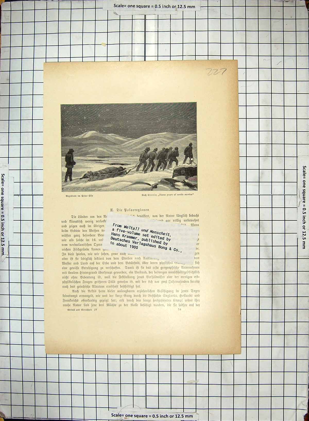 Original Old Antique Print Antarctic Explorers Expedition Snow Scene