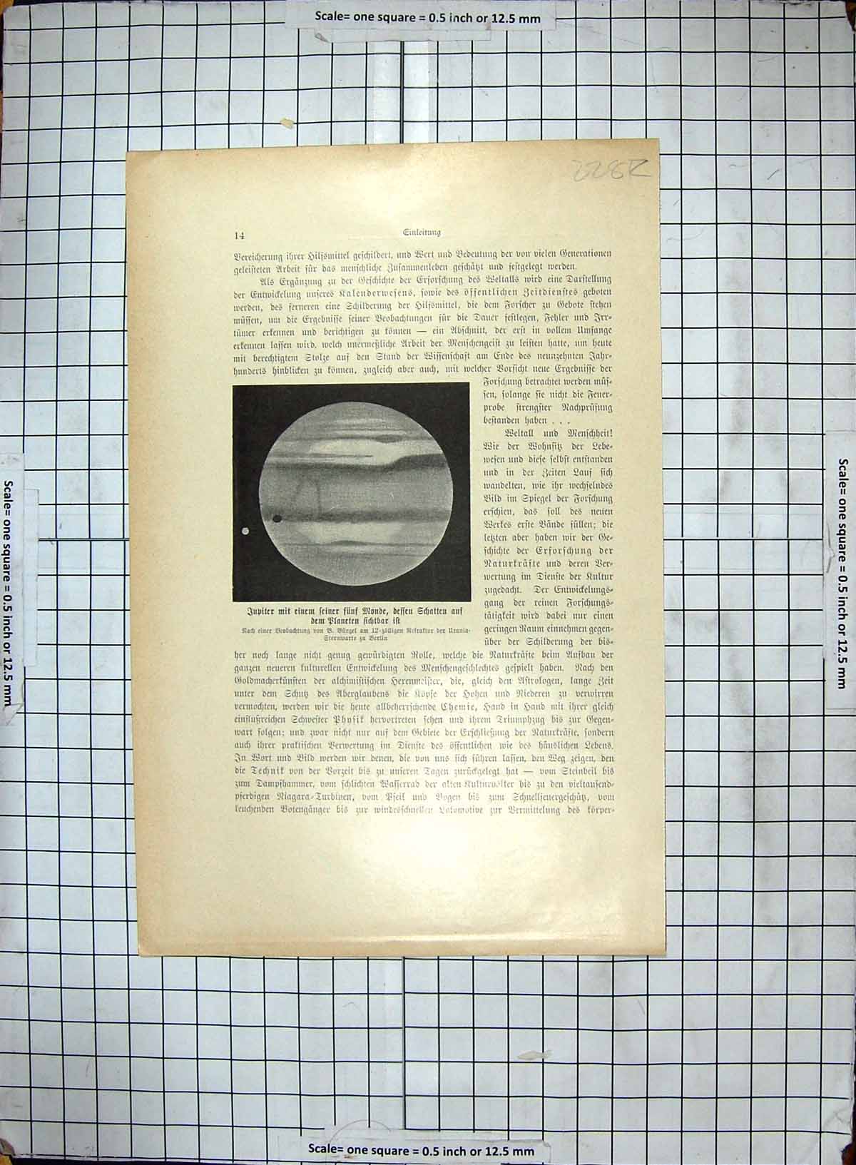 Original Old Antique Print Astronomers Stars Sky Jupiter Planet Telescope
