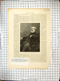 Original Old Antique Print Map Australia Portrait Egerton Warburton Perth