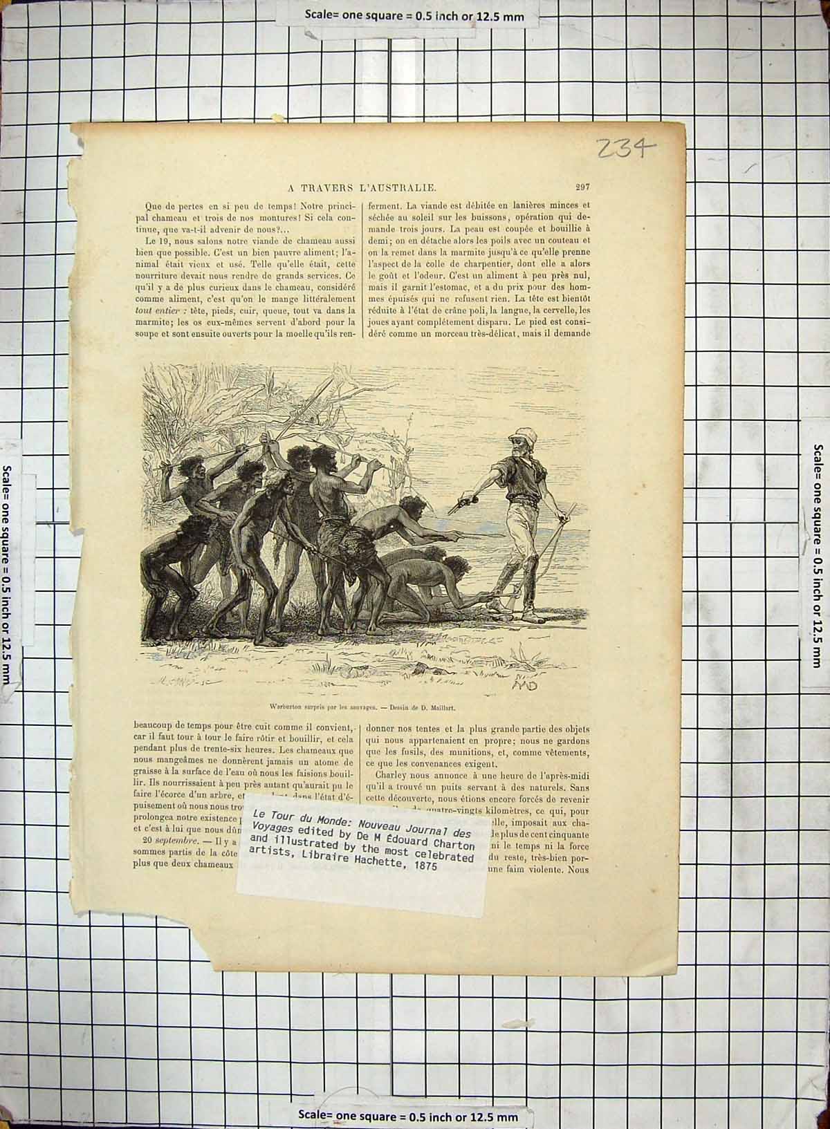Original Old Antique Print Colonel Egerton Warburton Explorer Savages Maillart