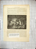 Original Old Antique Print Livingstone Natives Africa Village Tchitammbo