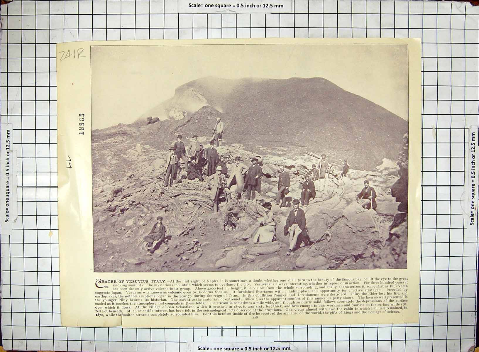 Antique Print Palace Trocadero Paris France Crater Mountain Vesuvius Italy