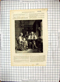 Original Old Antique Print Village Doctor Family Children Engraving Girardet