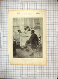 Antique Old Print Young Girl Family Home Prize Hospital Ward Scene Visitors