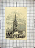 Original Old Antique Print 1872 Lord Mayor Opening Drinking Fountain Bow London