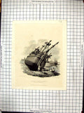 Old Cooke Francia Engraving 1812 Danish Greenlandman Ship Gravesend B 19th