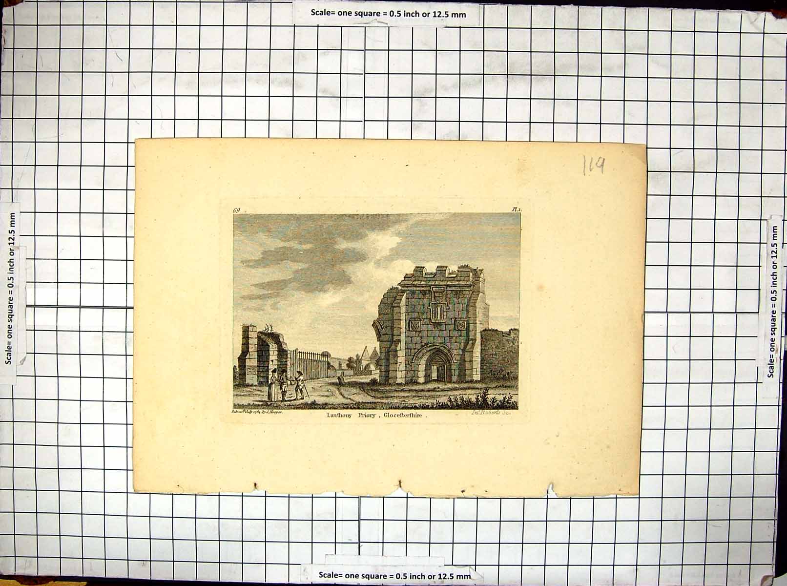 Old Hooper Engraving 1784 Roberts Lanshony Priory Gloucestershire Eng 18th