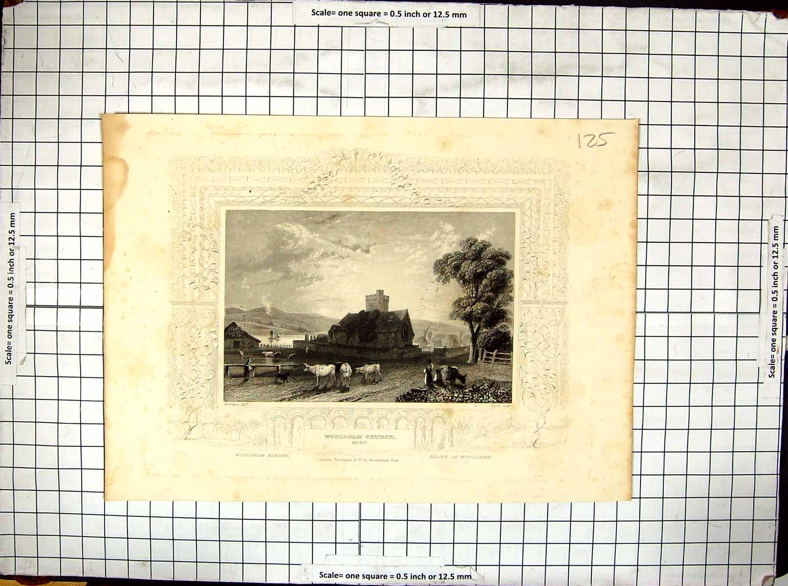 Old Payne Engraving Wouldham Church Kent England Tombleson Mountains