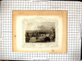 Antique Old Print Engraving East Farleigh Kent River Bridge Church Tombelsons