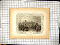 Old Engraving Aylesford Kent England River Boats Church Architecture