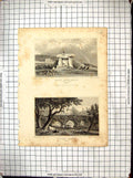 Old Engraving Kitts Cotty House Aylesford Kent 1828 Eltham Bridge Adl 19th