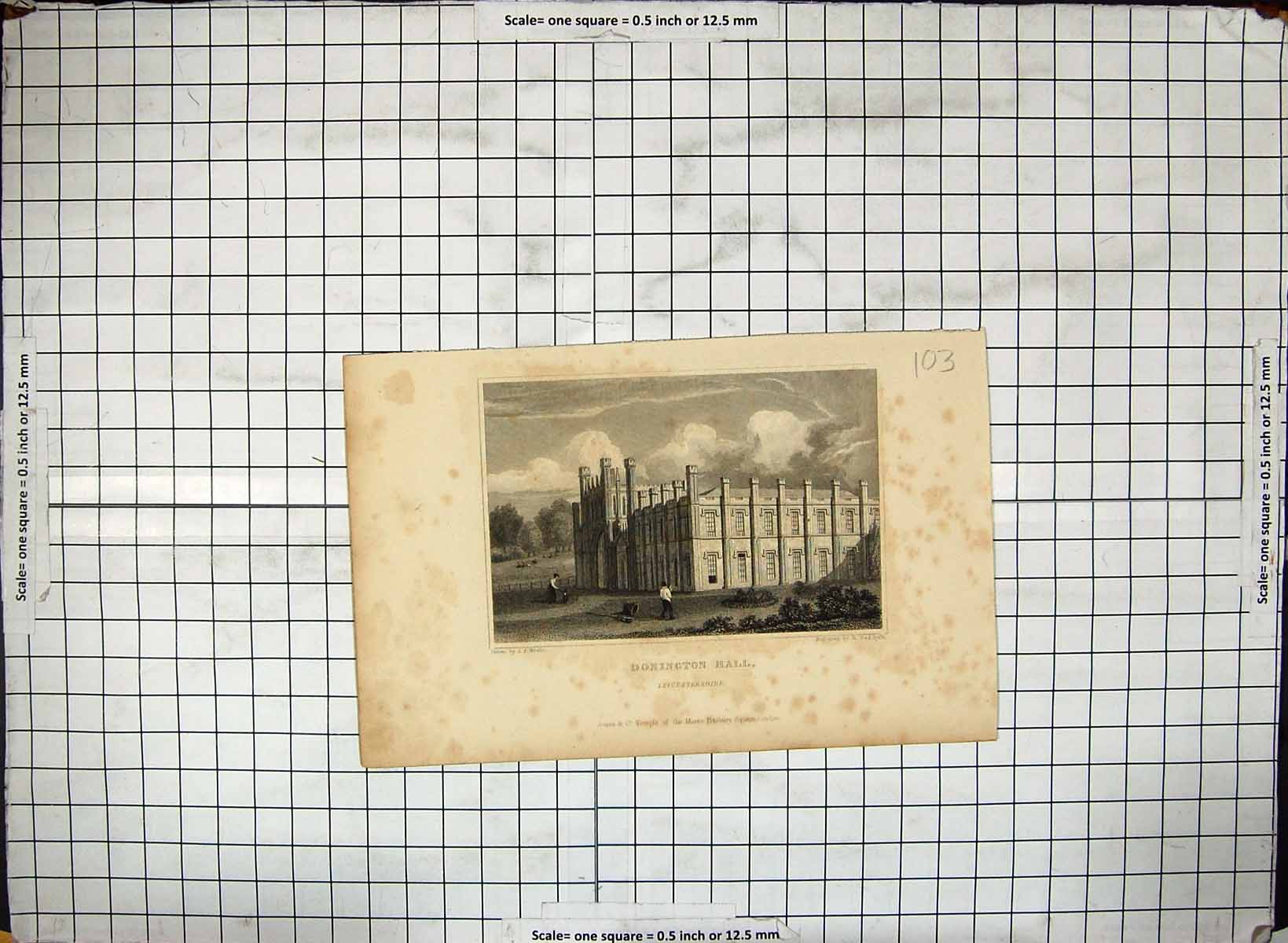 Old Neale Radclyffe Engraving Donington Hall Leicestershire Architect