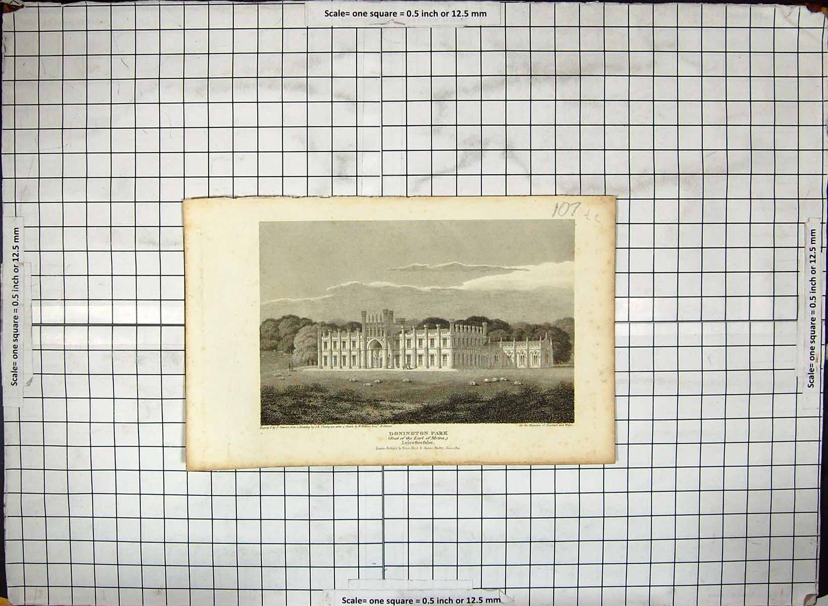 Old Exterior Donington Park Earl Moira Leicestershire Engraving Stewa
