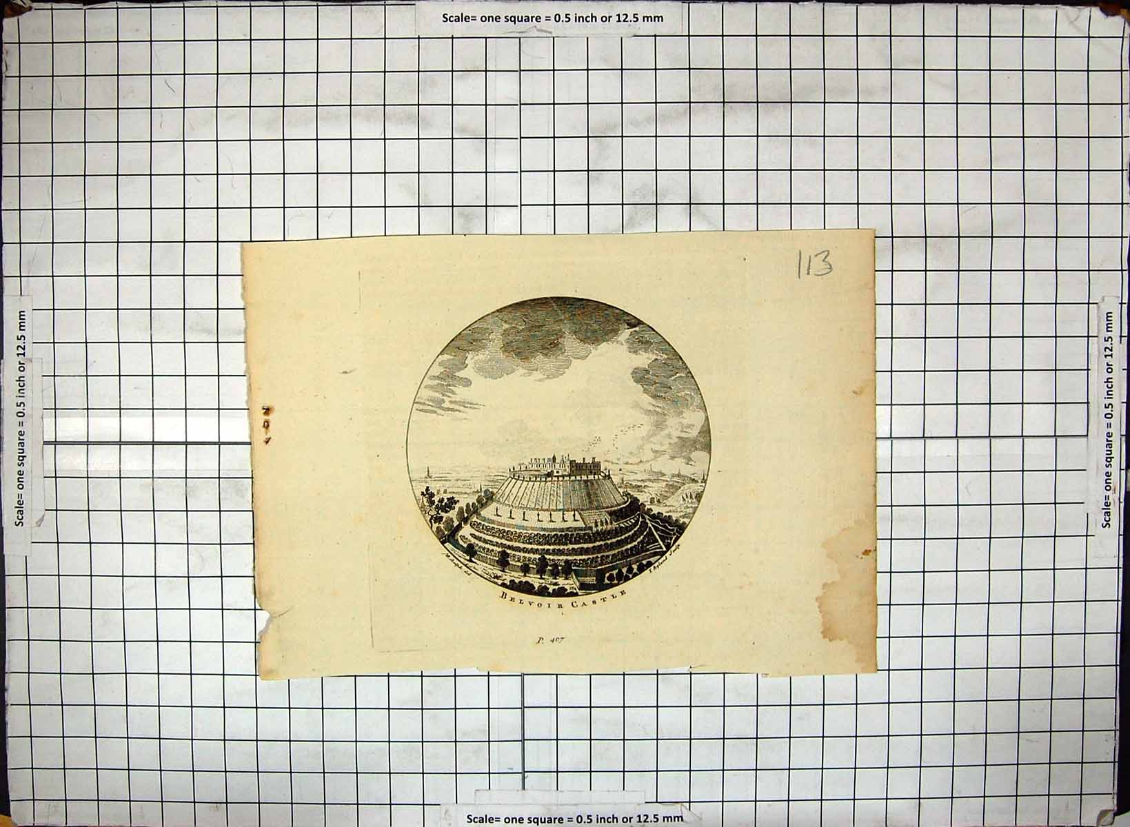 Original Old Antique Print Engraving Exterior Belvoir Castle Architecture