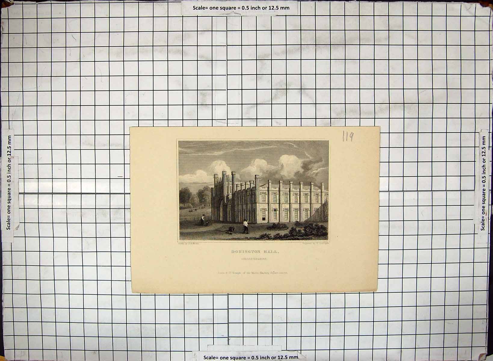 Old Exterior Donington Hall Leicestershire Radclyffe Neale Engraving