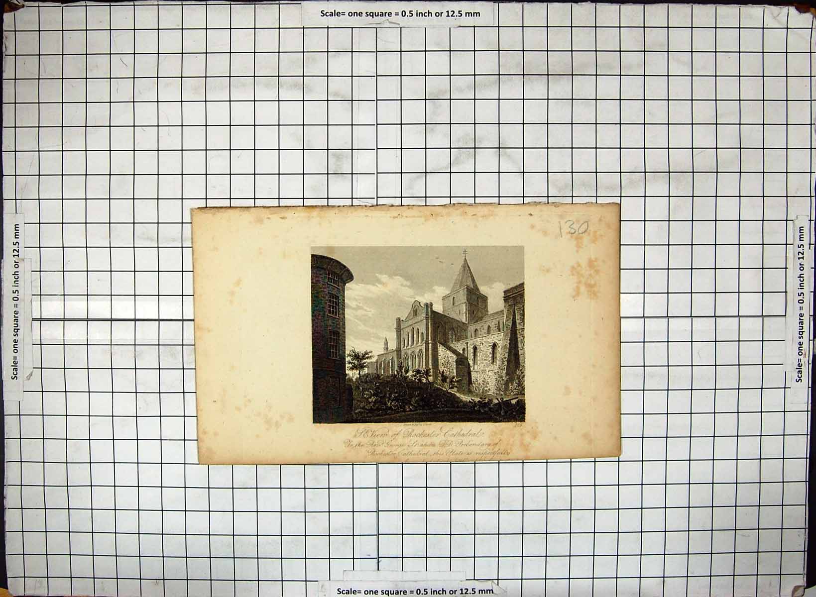 Original Old Antique Print Engraving Rochester Cathedral Architecture
