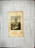 Original Old Antique Print Exterior Canterbury Cathedral Architecture Engraving