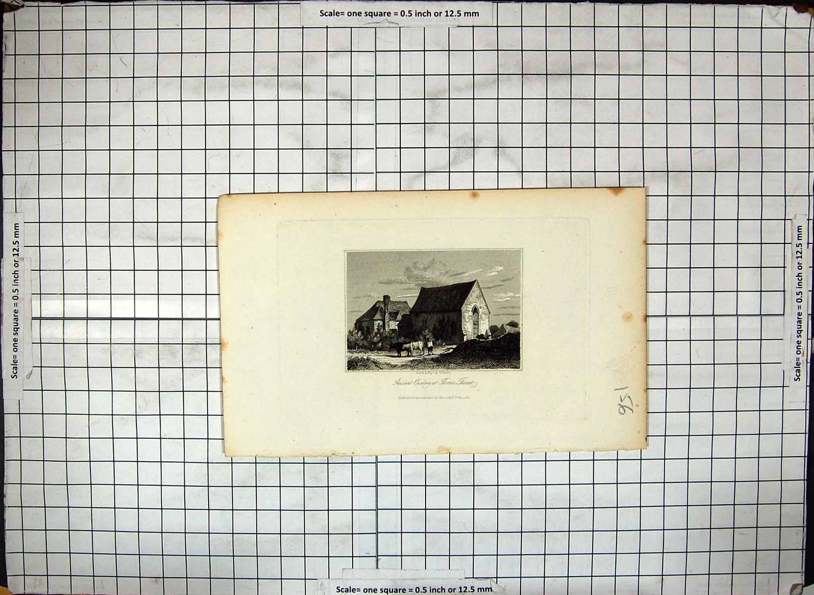 Original Old Antique Print Ancient Oratory Thorne Thanet Kent Engraving 1815