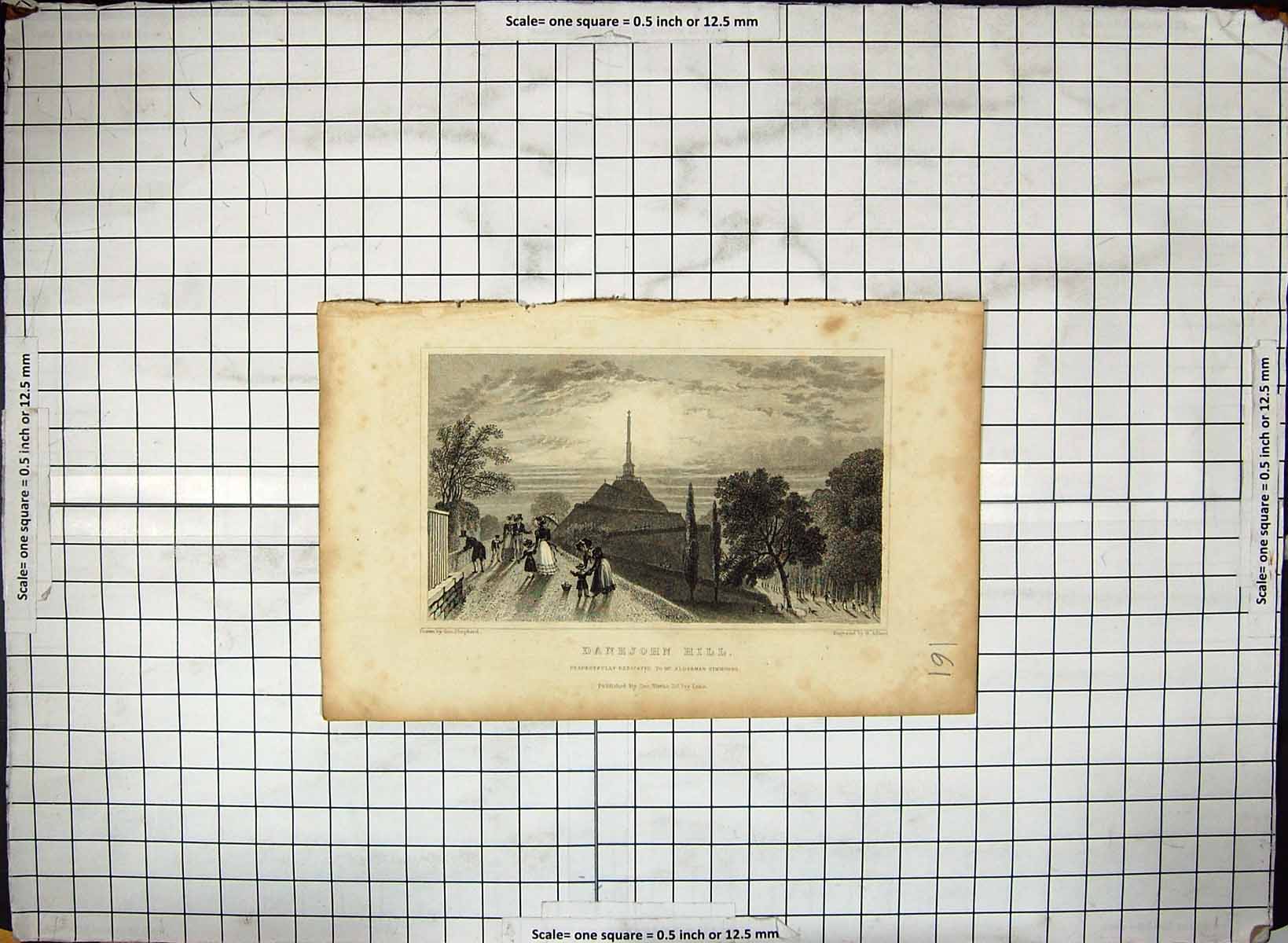 Original Old Antique Print Engraving View Danejohn Hill Shepherd Adlard