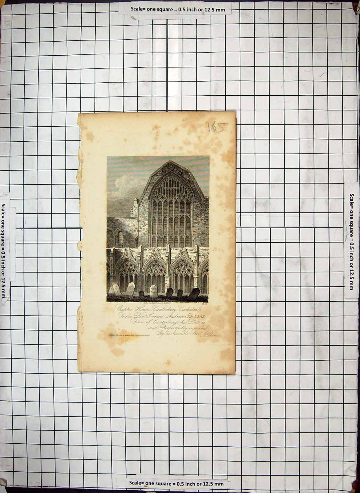 Antique Old Print Engraving Chapter House Cantebrury Cathedral Gerrard Storer