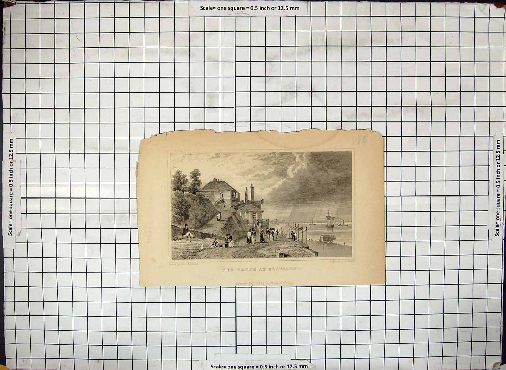 Old View Baths Gravesend England Kent 1838 Adlard Shepherd Ships Engr Victorian