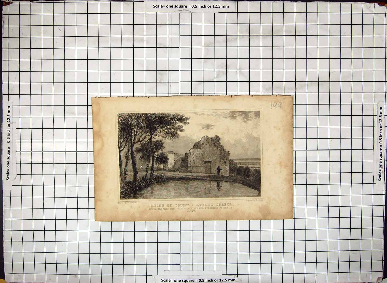 Old 1829 Ruins Court Street Chapel Holy Maid Kent Engraving Smith She 19th