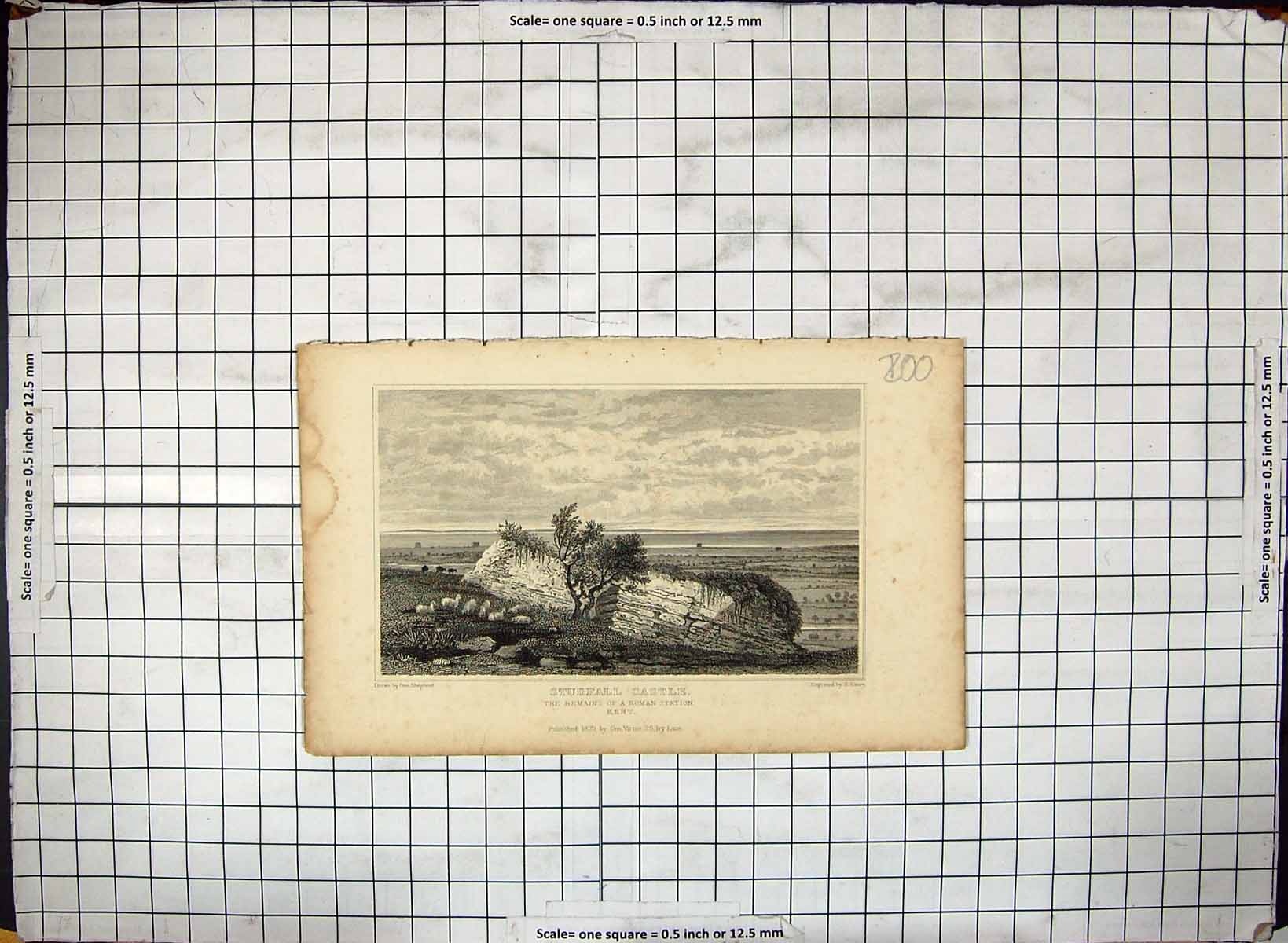 Old 1829 Studfall Castle Roman Station Kent England Lacey Shepherd En 19th